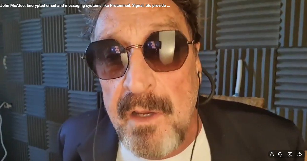 BackupGarantido's tweet photo. Resposta de John Mcafee referente a sistemas de e-mail e mensagens  crip... https://t.co/DyEnvEIE7d via @YouTube 
#Cybersecurity #InfoSec #Privacidade #SegurancaDigital #DataPrivacy #Encryption #E2EE #OSINT #TechNews #Ciberseguranca https://t.co/l3dyrxlnyS