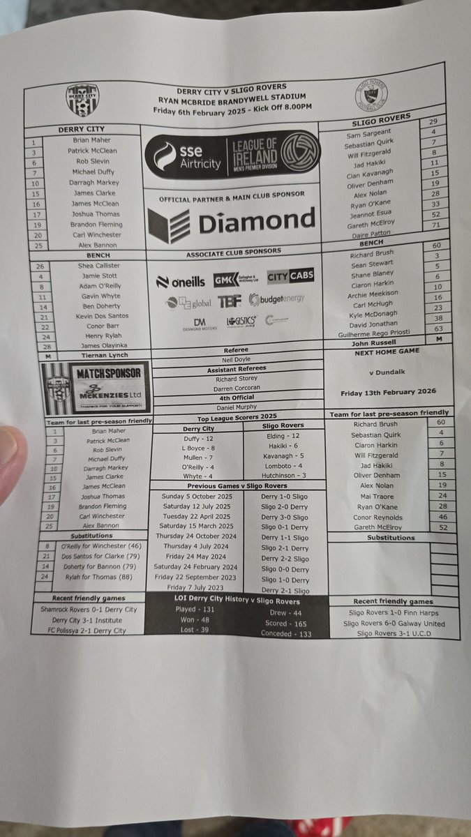 Unfortunately no comms duty for me tonight at the #brandywell 
Match is now showing on <a href="/VirginMediaIE/">Virgin Media Ireland</a> with a 8pm KO.
I'll be back next week <a href="/derrycityfc/">Derry City FC</a> <a href="/sligorovers/">Sligo Rovers</a> <a href="/LeagueofIreland/">League of Ireland</a> #GreatestLeagueInTheWorld