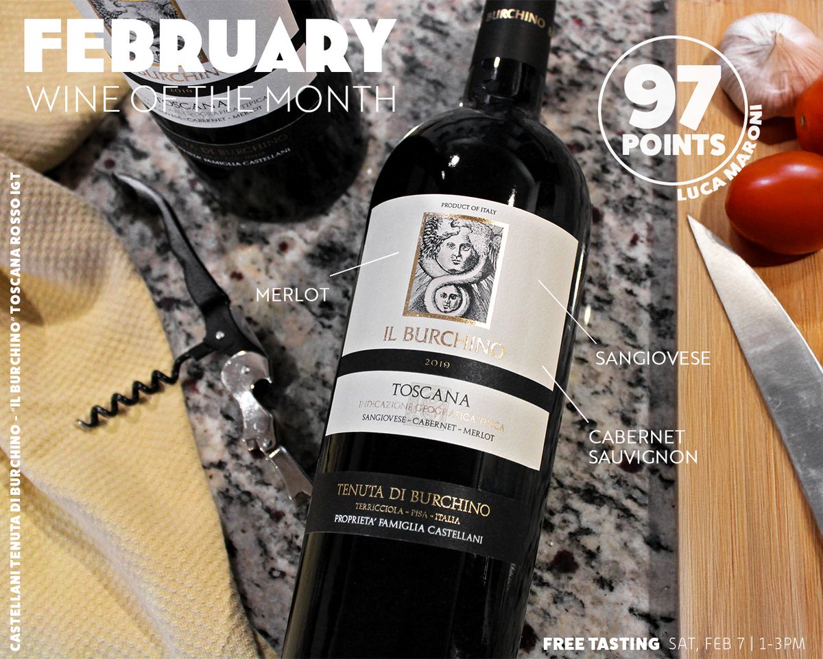 February #Wine of the Month!🍷🇮🇹

Castellani Tenuta di Burchino - “Il Burchino” #Toscana Rosso IGT

#Tuscan blend, 12 months in French oak, wild berries &amp; chocolate!

🌟Luca Maroni 97 points!

Just $12.99! Try it #FREE!

🗓SAT, FEB 7 |🕐1-3PM
📍ALL BK LOCATIONS

#njbottleking #nj