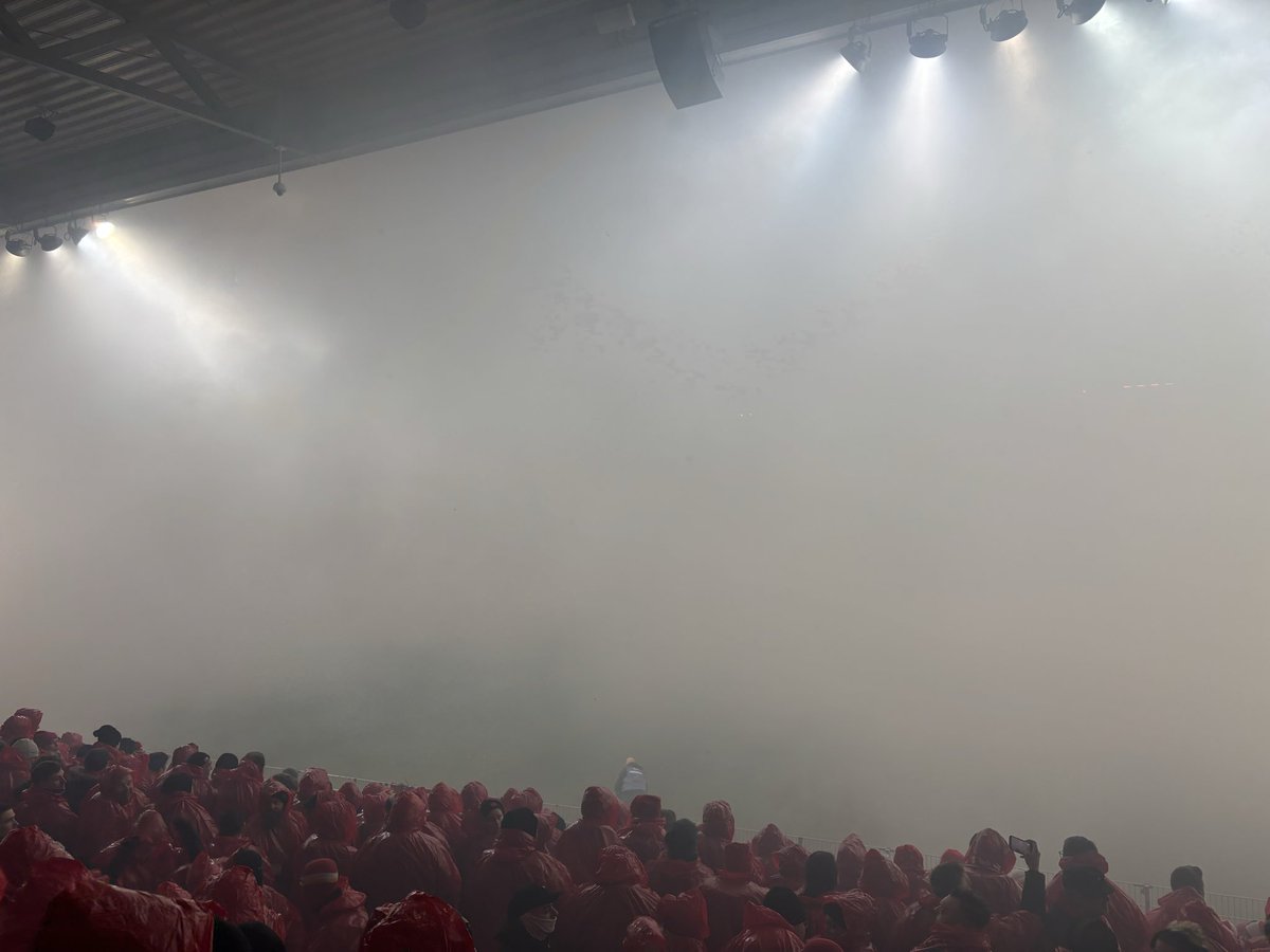 Pyro display at this Union Berlin match only slightly obscuring the view of the pitch…