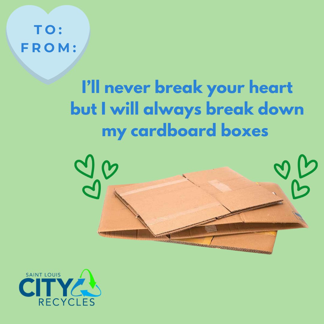 Let’s all fall in love with recycling this year <3

Don’t break hearts this Valentine’s Day, break down boxes before putting them with your other recyclables.
