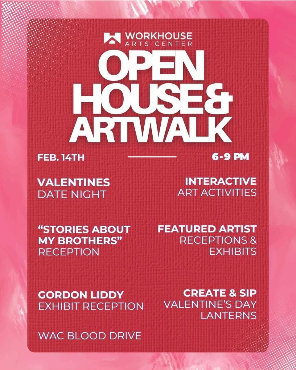 SouthFairfax's tweet photo. It's a full evening of activity at #SFCCmember the Workhouse Arts Center on Valentine’s Day! This month’s Second Saturday Art Walk features live music, sweet treats, and art.
Visit their website for more info. https://t.co/3JSTuDaIFM