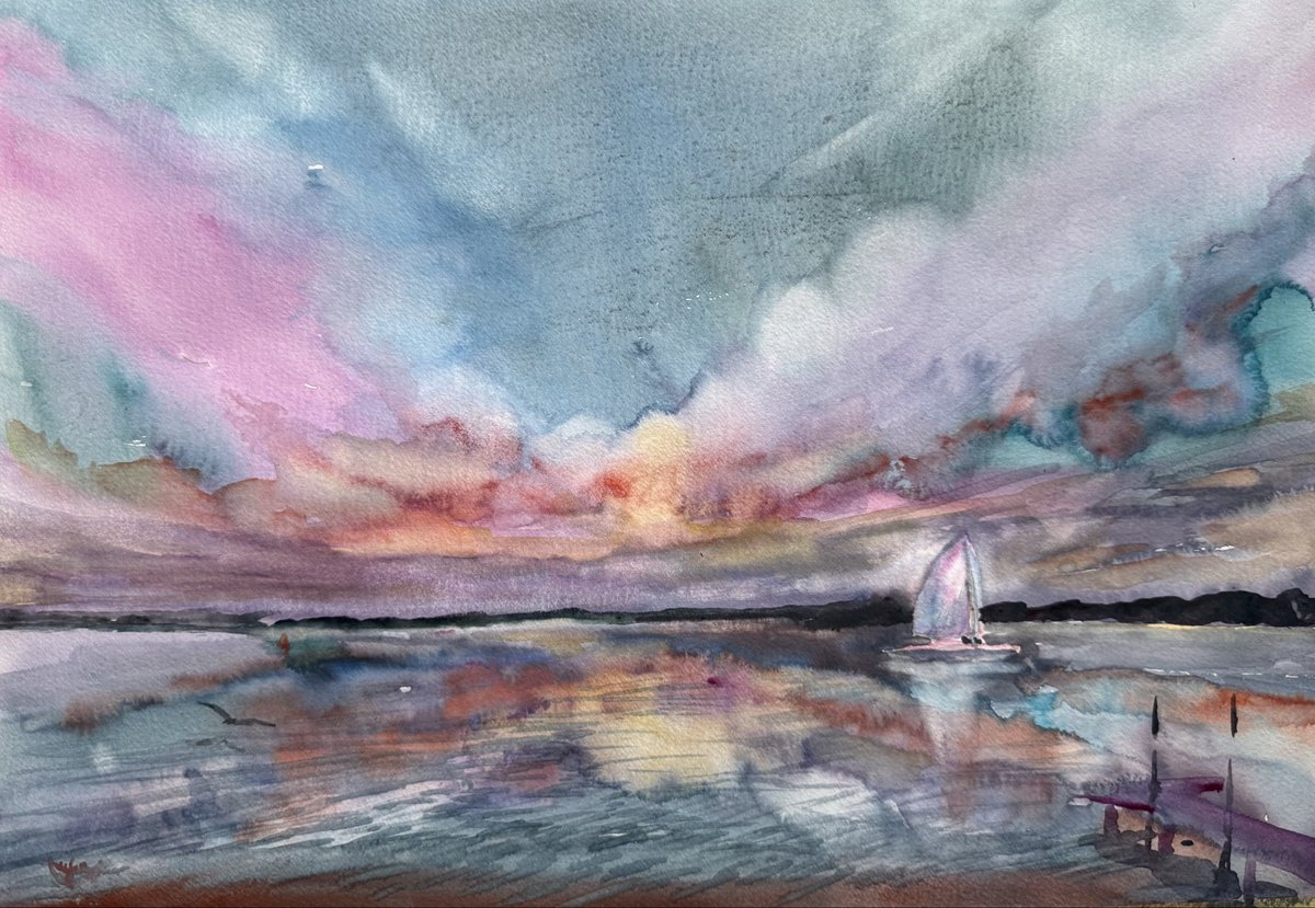 海と空が広がるトワイライトの美しい世界に心寄せる夜明け間近の一枚