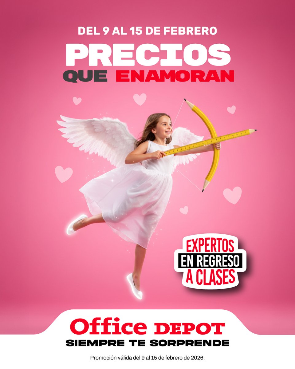 💗 ¡Llegaron los Precios Que Enamoran a Office Depot! 💗
Aprovecha las ofertas especiales y consiéntete con todo lo que necesitas para el regreso a clases. 🔥
Compra en tienda o en officedepot.com.gt
#OfficeDepotSiempreTeSorprende
Válido del 9 al 15 de febrero de 2026.