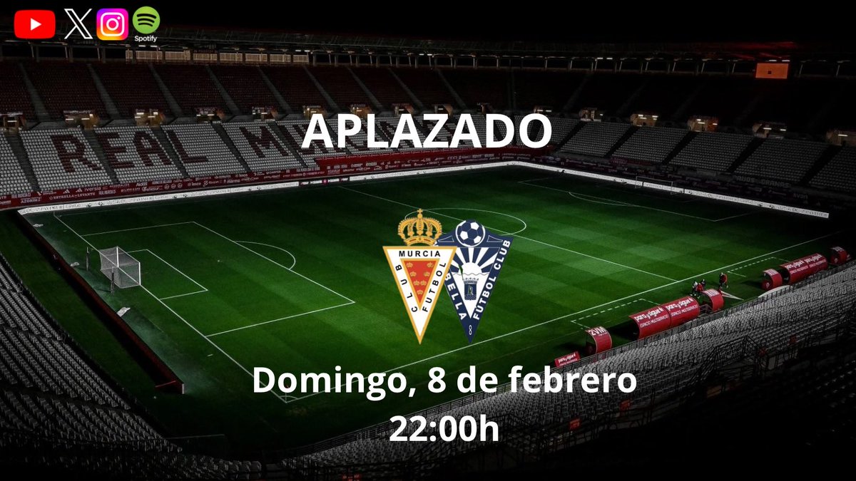 ⚠️⚠️ APLAZAMOS SANEDRÍN ⚠️⚠️ 

Aplazado el #SanedrinGrana del próximo domingo, 8 de febrero, debido a la suspensión del encuentro, correspondiente a la J23, entre nuestro <a href="/realmurciacfsad/">Real Murcia CF</a> vs <a href="/marbella_fc/">Marbella FC</a>