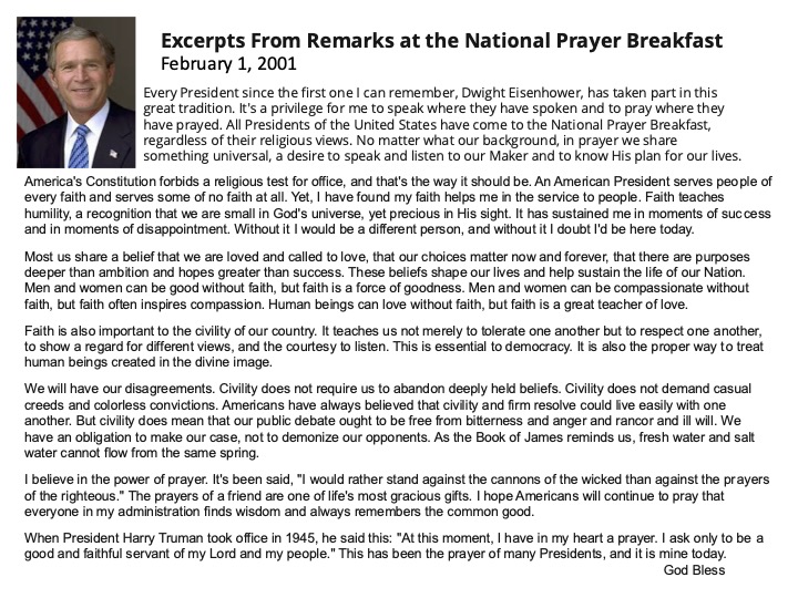 Faith isn’t a political weapon &amp; the National Prayer Breakfast isn't a campaign rally. Mocking prayer, gatekeeping who is  faithful based on their vote &amp; treating salvation as business deal isn't Christianity . Here's a Republican President on character &amp; faith.