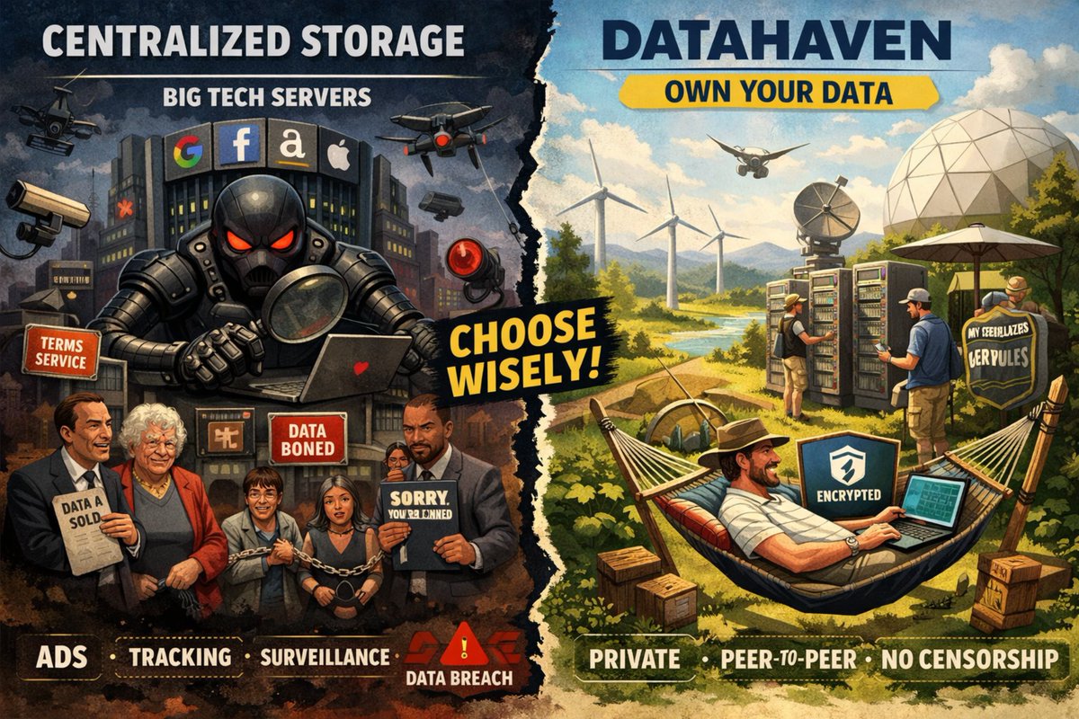 cmateika's tweet photo. @DataHaven_xyz 
Sharing this meme because it perfectly shows the choice we face: centralized platforms trading our data for profit, or owning our information with privacy-first alternatives. Digital privacy matters because without it, we lose control over our identity, security. https://t.co/RbZ9AsA2Rh
