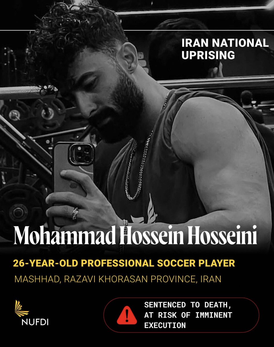 Mohammad Hossein Hosseini, a 26-year-old professional soccer player was arrested after regime agents raided his home on January 13. 

He has been convicted on charges of “conspiracy against the regime” and sentenced to death.

His whereabouts are unknown.

Save Mohammad Hossein.