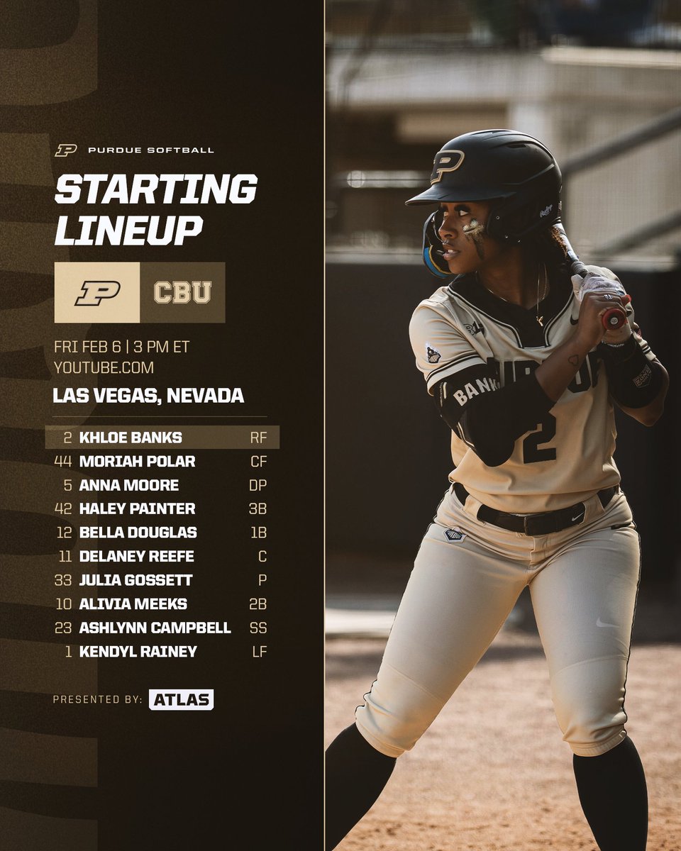 PurdueSoftball's tweet photo. Starting Boilers ✨

📺 https://t.co/fHTRcVepqQ 
📊 https://t.co/weyuWAxvXm

#BoilerUp🚂 https://t.co/XuKMUmVnym