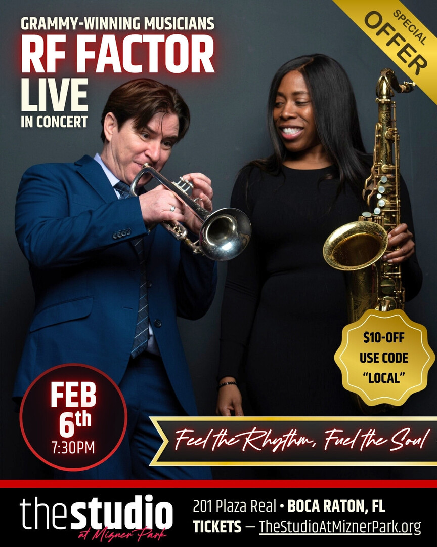 (Paid Partnership)⁠
🎺 Reminder! Tonight Friday, February 6th Feel The Rhythm. Fuel The Soul.⁠
This Friday! #Jazz and R&amp;B at The Studio at #MiznerPark #BocaRaton!⁠
⁠
🎟️ TheStudioAtMiznerPark.org⁠
⁠
GRAMMY-Winning Musicians RF Factor features a full l… instagr.am/p/DUbb_i9EhbK/