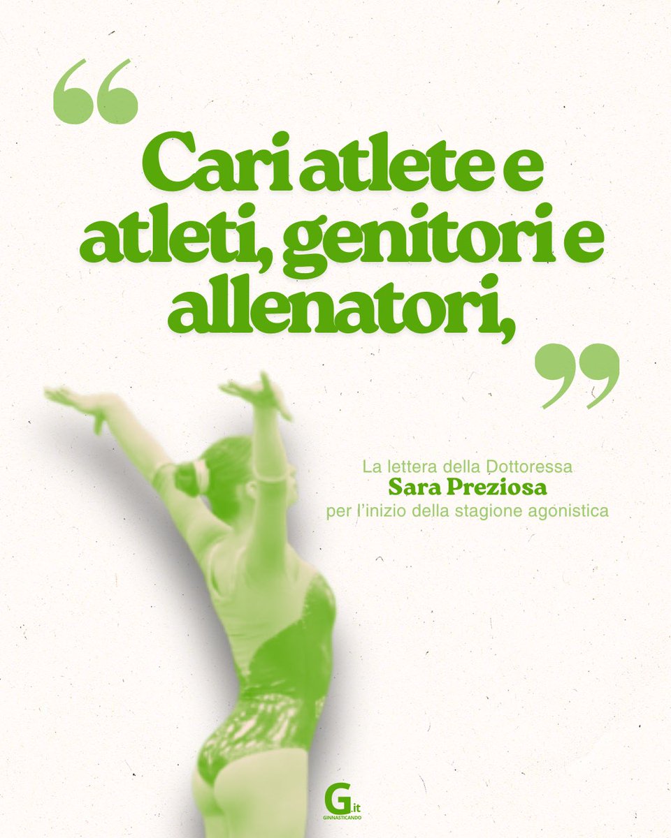 💚💌GinnasticaMente – Obiettivi e motivazione: una lettera ad atlete e atleti per l’inizio della stagione 2026

🎯L’aria di un nuovo anno sportivo per la ginnastica porta con sé un’energia speciale. Buon inizio stagione a tutti e tutte!

Link qui: tinyurl.com/2ew32nmy