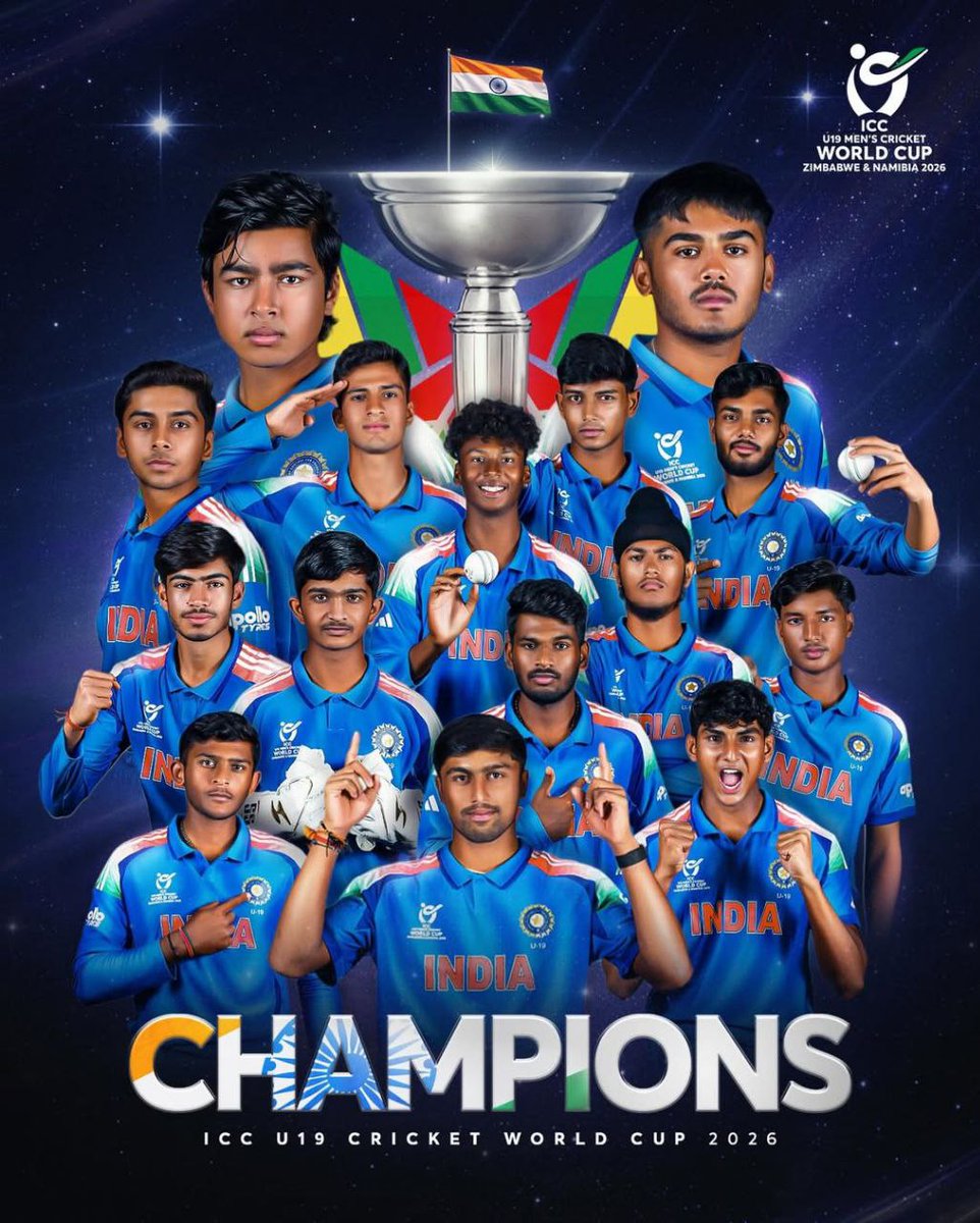 Congratulations Team India 🇮🇳 on a splendid victory in the ICC U19 World Cup!

#under19worldcup #CricketWorldCup 
#U19WorldCup