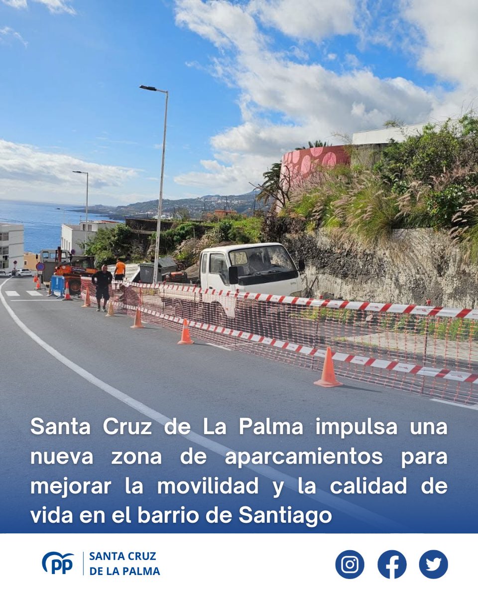 PPsclapalma's tweet photo. 🚧🚙 Santa Cruz de La Palma inicia las obras de una nueva zona de aparcamientos en el barrio de Santiago

 ✅🏘️ Una actuación pensada para mejorar la movilidad, reducir el tráfico y dar respuesta a una demanda vecinal histórica, mejorando la calidad de vida de las personas https://t.co/4BmaBa60rY