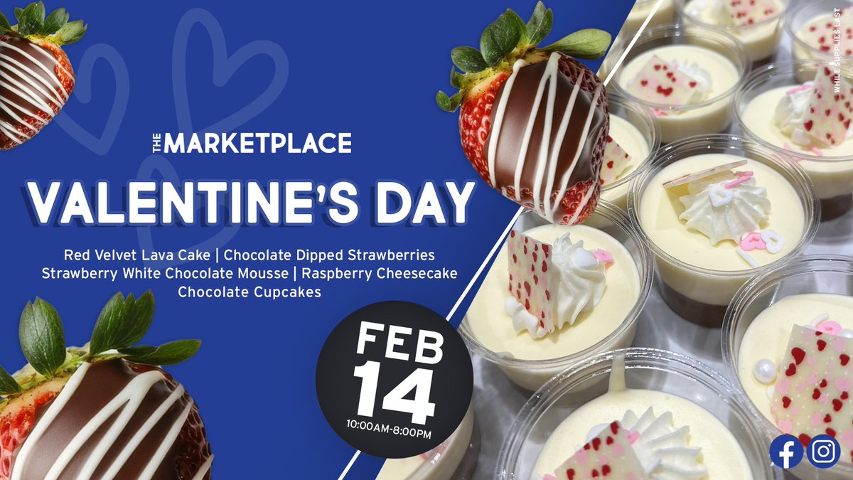 Fall in love at first bite! Treat yourself to a special Valentine’s Day dessert at The Marketplace during brunch and dinner. 💙