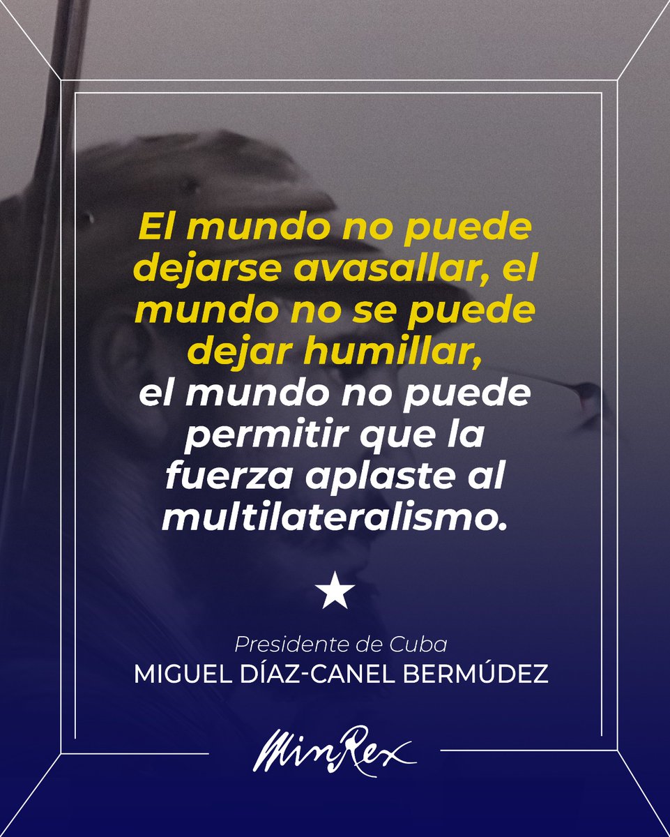 #BrigadaMedicaAntiguaBarbuda. "El mundo no puede dejarse avasallar, el mundo no se puede dejar humillar, el mundo no puede permitir que la fuerza aplaste al multilateralismo". #CubaEstáFirme #CubaNoEstáSola #CubaCoopera