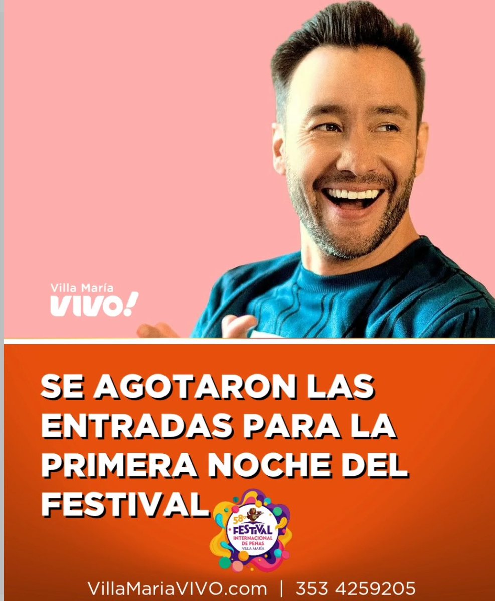 La Municipalidad de Villa María informó que se agotaron las entradas para la noche inaugural del Festival de Peñas.

La primera noche tendrá la presencia de Luciano Pereyra, Soledad, Jorge Rojas, el Chaqueño Palavecino y Los Tekis
<a href="/LucianoPereyra/">Luciano Pereyra</a> 
<a href="/AnfiVillaMaria/">AnfiteatroVillaMaría</a>