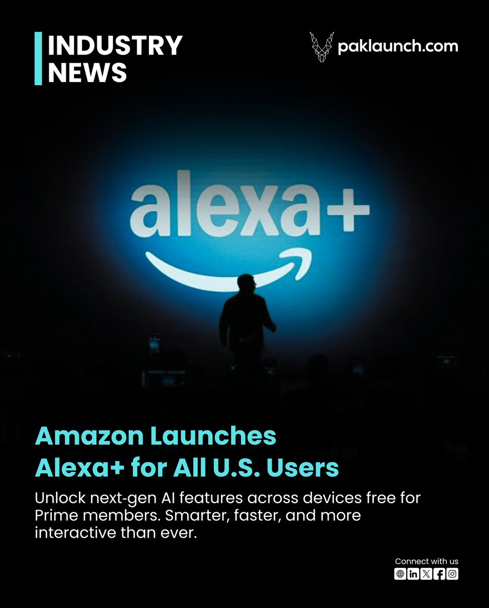 paklaunchdotcom's tweet image. Amazon is leveling up the smart home experience. Alexa+ is now officially available to all U.S. users, bringing next-gen AI capabilities to your fingertips.

@amazon 

#Amazon #AlexaPlus #SmartHome #ArtificialIntelligence #TechNews #AmazonPrime