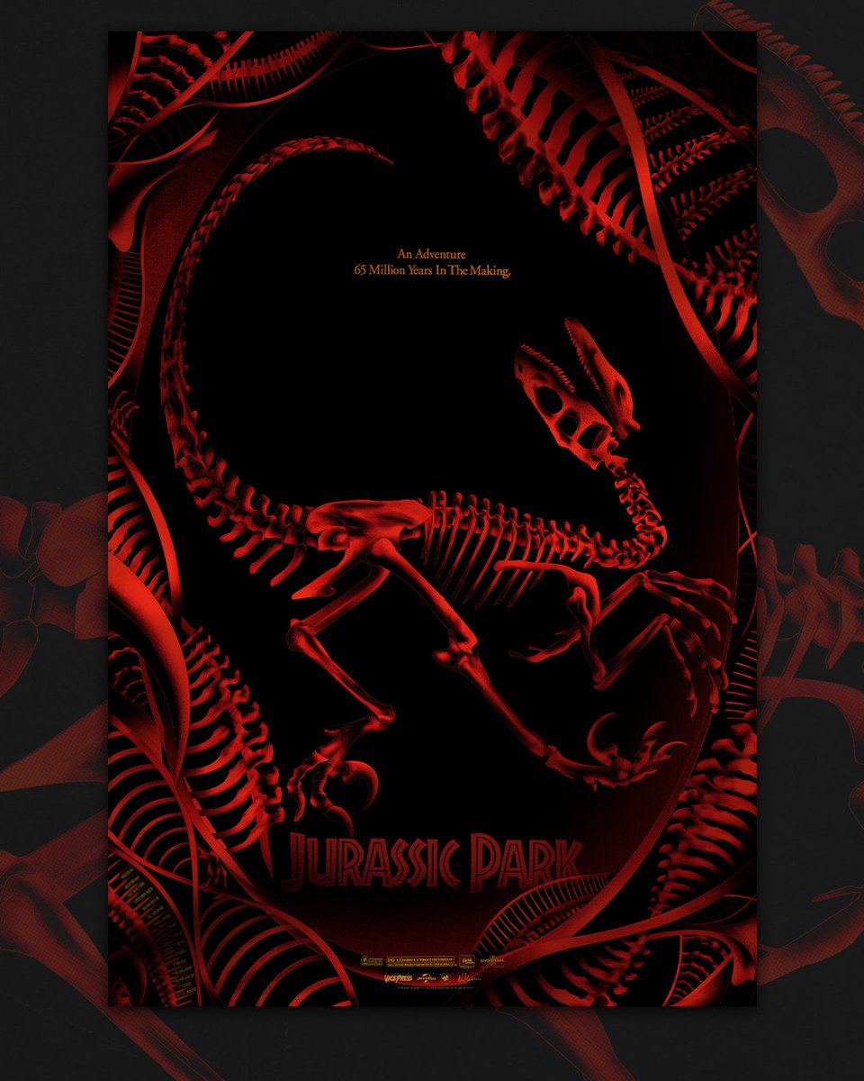 “Life finds a way” - Nada Maktari is back with a new poster for Jurassic Park! 
For a film that has loads of awesome posters, Nada has produced something exciting &amp; different.
This release is available EXCLUSIVELY on silver foil this Thursday. More info at Vice-Press.com