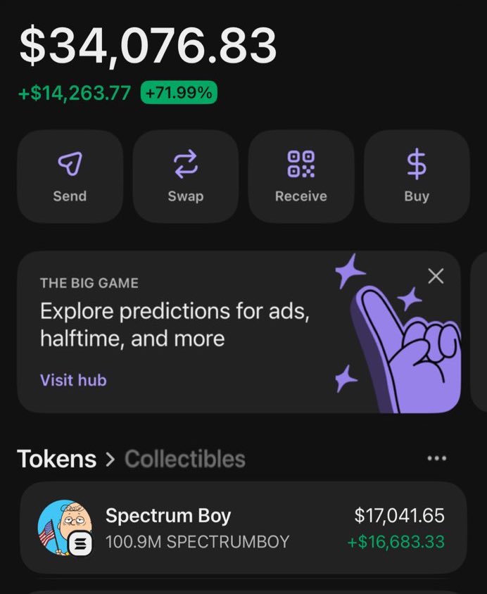 SenseiCaps's tweet photo. #SPECTRUMBOY is blasting off 🚀🚀🚀, printing huge profits just like we spotted earlier in my Alpha TG 💰🚀🤝
If you were in my TG, your copy trade would be on the same gains as mine.
CA:
6VGe7oP6g349LCN3XUQFqhoUFwqiEYUVsS4knppVpump
#Solana https://t.co/B9tUDveAZJ