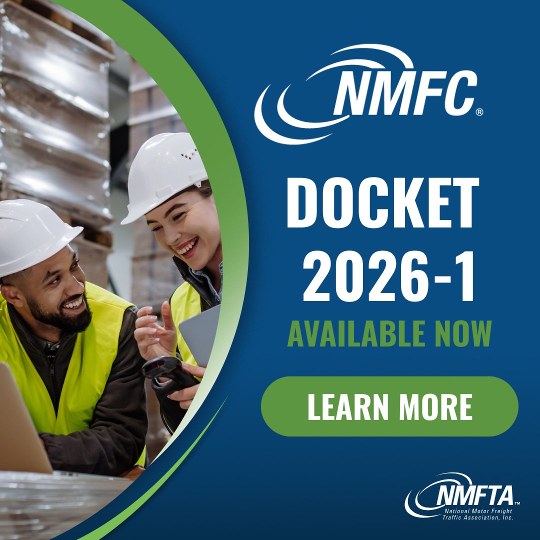 NMFTA's tweet photo. 🚨Docket 2026-1 is LIVE!

🗣️ #Carriers, #shippers, and #3PLs—your input is essential! Before submitting feedback, be sure to review the docket: https://t.co/L2kjsU1Ofq

📅 Submit your feedback by 5:00 pm ET on March 4, 2026. 

 #NMFC #freightclassification #ltlfreight https://t.co/Lhq3JPtrGi