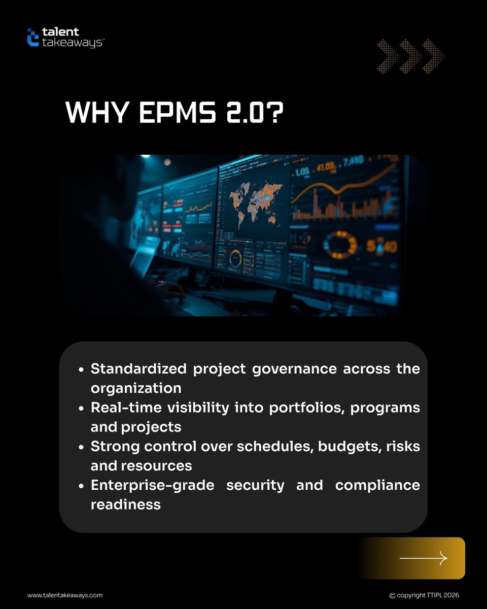 Talenttakeaways's tweet photo. EPMS 2.0 is here—bringing structure, visibility, and control to enterprise project management.

Built for clarity today, ready for what scales tomorrow. The evolution has begun.

https://t.co/l9ipiAKHyo 

Email: contact-sales@talentakeaways.com
Call us at: +91 44 4798 7556 https://t.co/j8XUiNbNZ2