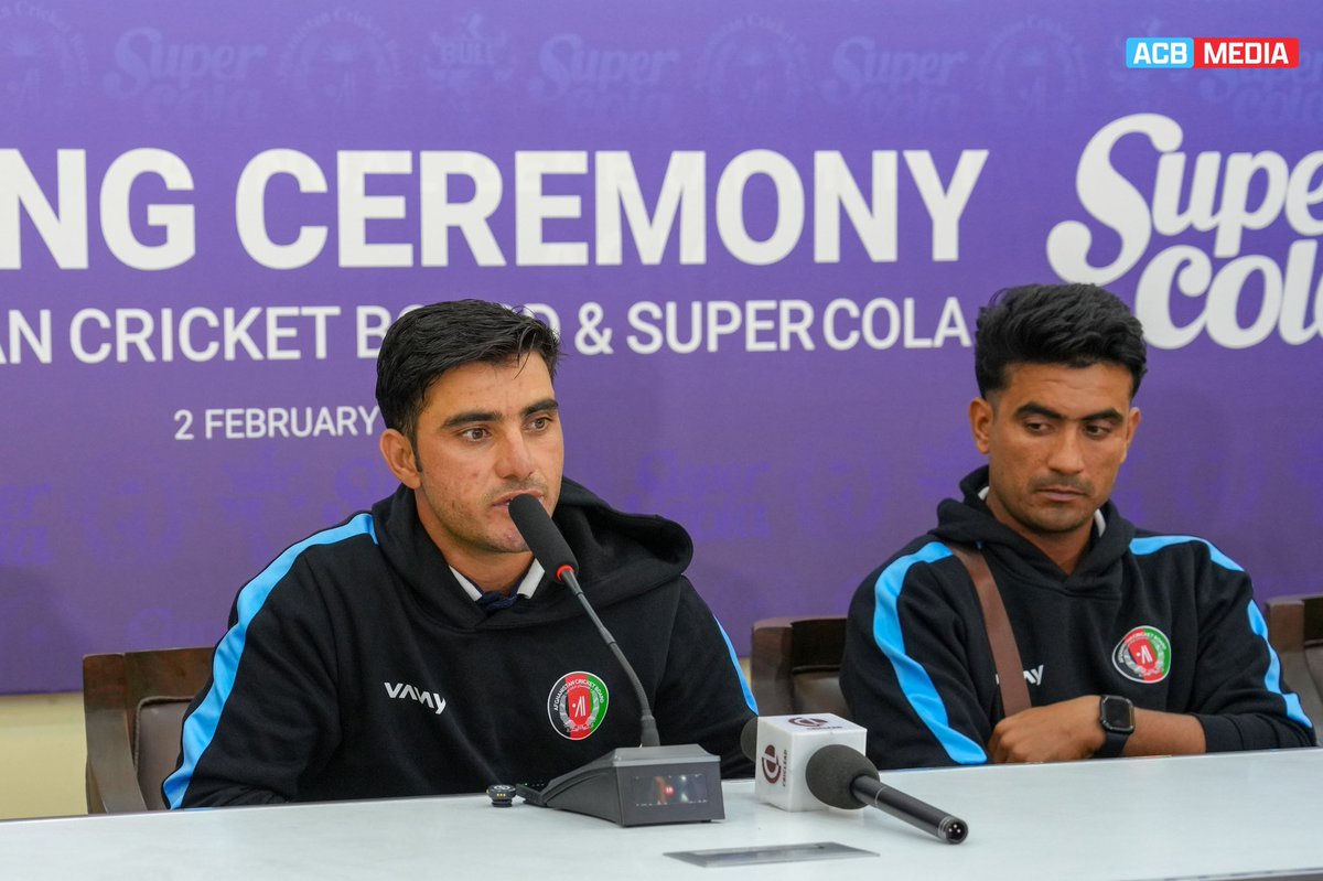 ACBofficials's tweet image. Afghanistan Future Stars attended a press conference on return to Kabul after their successful #U19WorldCup campaign.

ACB Chairman, @MirwaisAshraf16 praised the team’s performances and thanked local media for outstanding global coverage. 👏

#FutureStars | #U19WorldCup