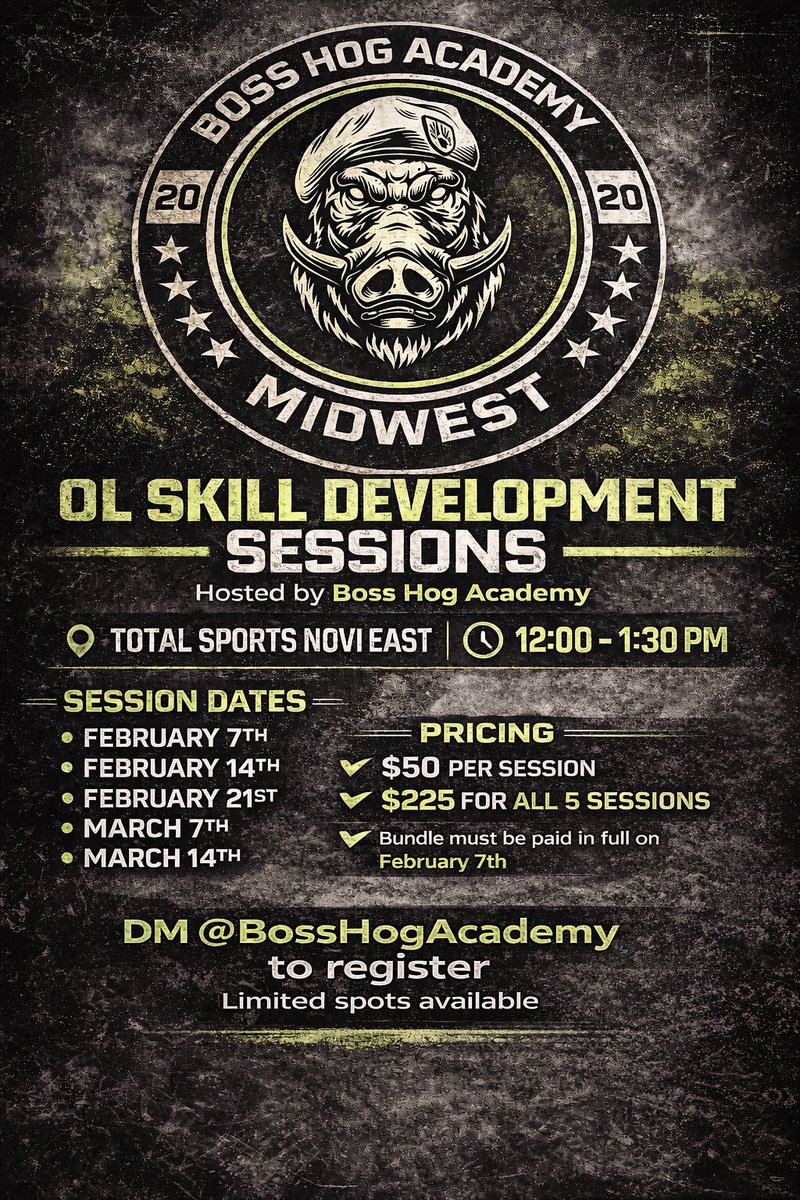 DaBossHog_'s tweet photo. The trenches don’t lie.

Hand placement. Leverage. Violence with technique.
This is where OL get better.

5-session OL Skill Development series starts February 7th.
Bundle pricing available — paid in full on day one.

DM to lock in your spot
Limited spots. No shortcuts. https://t.co/MOb37UfmEk
