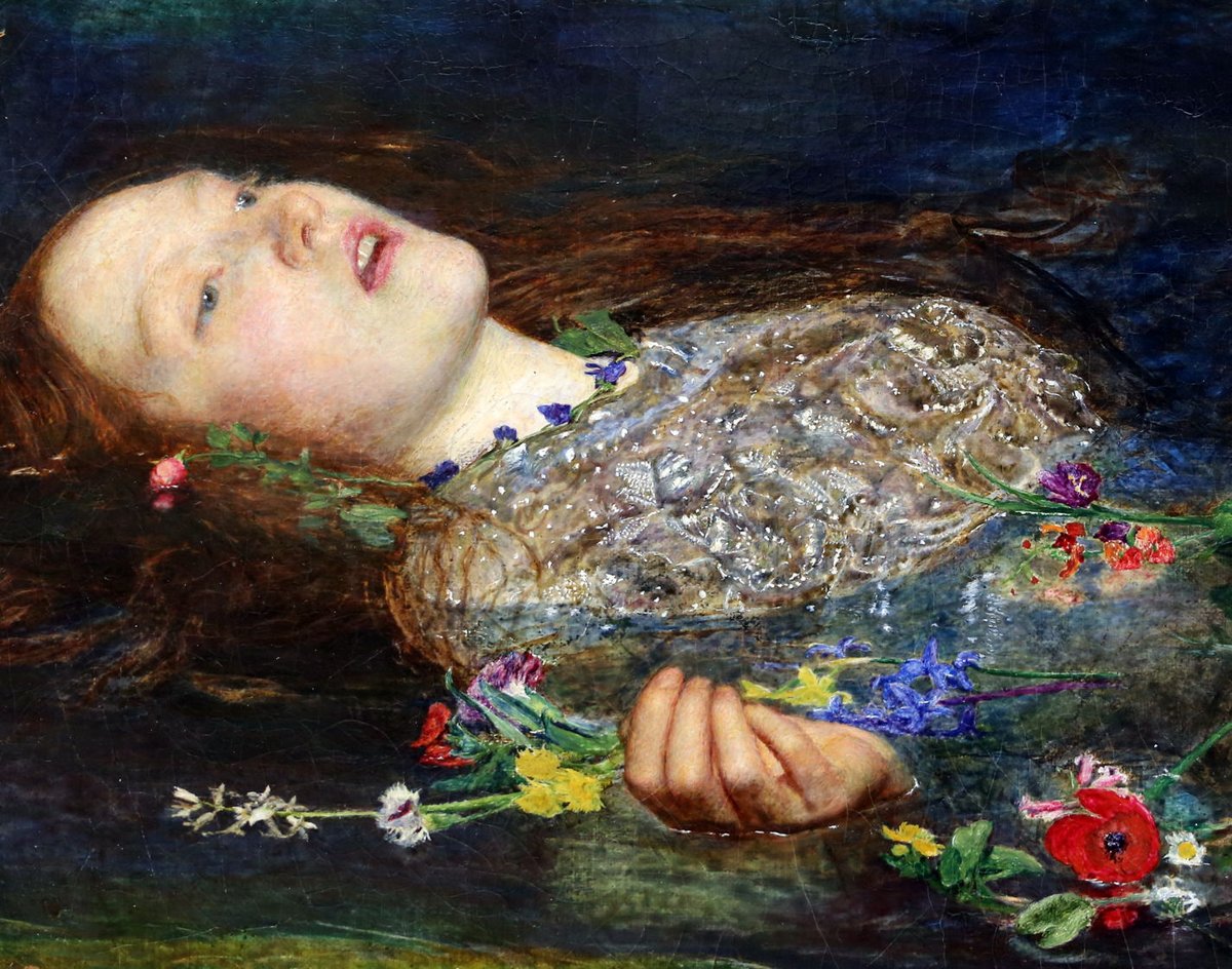 Since_1944's tweet photo. John Everett Millais (1829–1896), "Ophelia" (detail), 1851-2. https://t.co/PDxk8jizrB