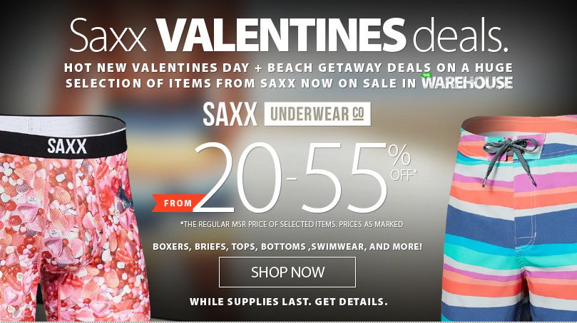 runningfreecan's tweet photo. Hot Valentines and Beach Getaway Deals on Saxx - Shop right now and discover nearly two hundred styles of Saxx Underwear, Clothing, and Swimwear marked down from 20-55% off the reg msr price. Just in time for Valentines Day and beach getaway season! https://t.co/NbI4Cya4cL https://t.co/gtquh9gyXm