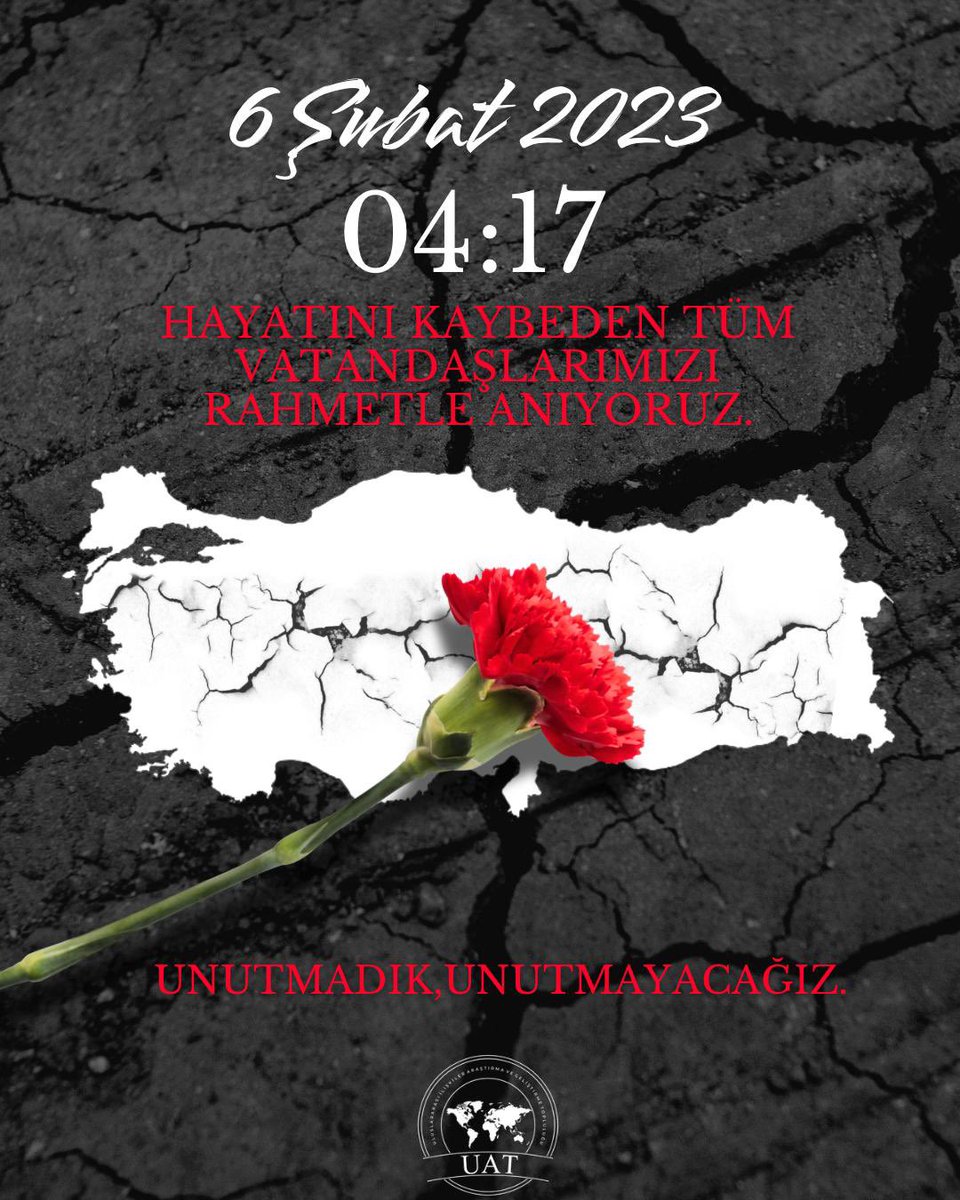 #6şubat ; yıkılan şehirlerin,susmayan yüreklerin tarihi… Saatler durdu,şehirler sustu ama bir milletin yüreği aynı anda atmaya başladı. #AsrınFelaketi nin 3.senesinde hayatını kaybeden tüm vatandaşlarımıza rahmetle…💔🇹🇷❤️‍🩹
#6subat2023 #6subatdepreminiunutmayacağız #6subatdeprem