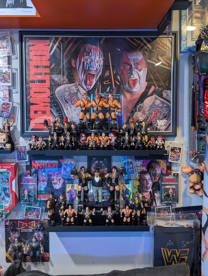 calcreateschaos's tweet photo. ๐ A closer look at my Demolition display, featuring @CollectMajor #BigRubberGuys & #MajorBendies, @epictoysuk, @PWTees' #MicroBrawlers, @RingsideC new #Unsanctioned figures, and more! (My @JAKKStoys #ClassicSuperstars are on another wall.) @RealDemoSmash https://t.co/J929BTsyBJ