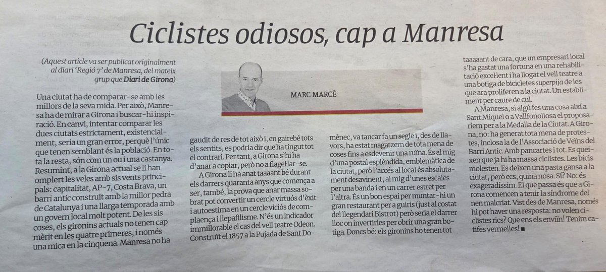 Això és el que passa quan a Girona governen nens pijos jugant a revolucionaris. Tot déu buscant turisme de qualitat i Girona, que ja el té, i de molt alta, ara els vol fer fora. El tripartit Cup, Junts i ERC sou el pitjor que li ha passat a Girona desde Napoleó.
Lectura