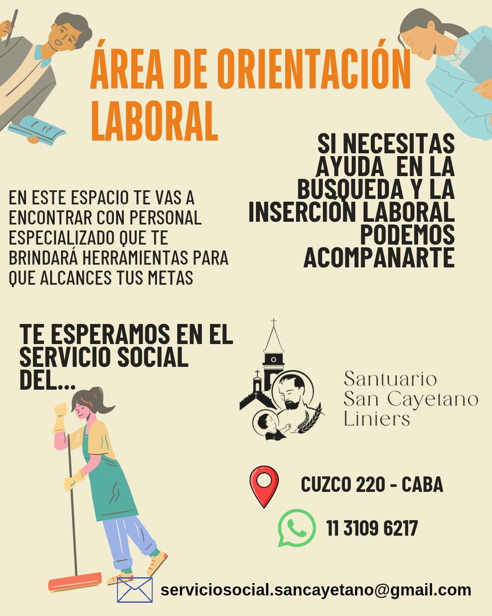 SCLiniers's tweet image. El Servicio Social de San Cayetano te da una mano para saber cómo conseguir trabajo.