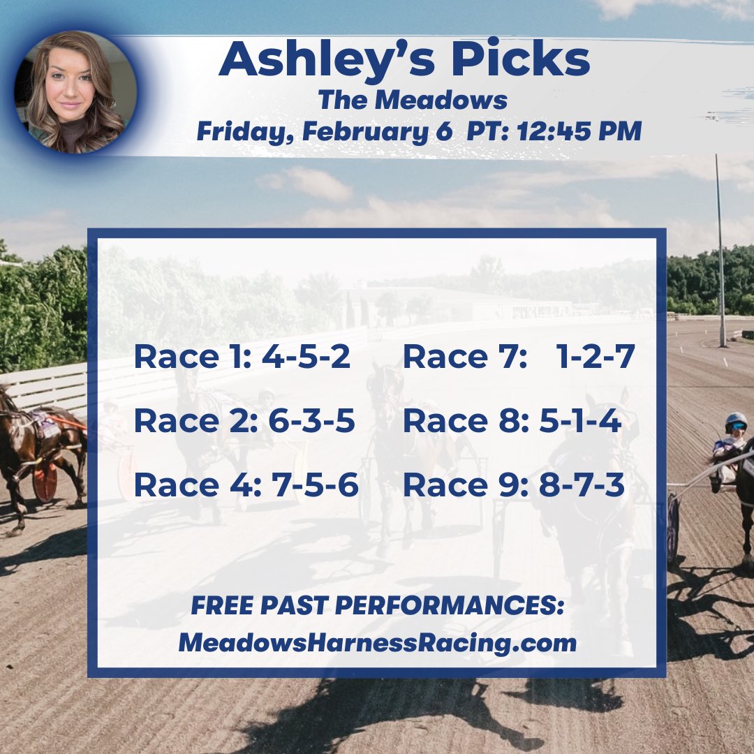 PennHorseRacing's tweet photo. Fri-YAY! 🎉 Here are some of our picks for today’s card at The Meadows, kicking off at 12:45 PM. Get your FREE PPs at https://t.co/QsVXQpoH4y.
#TheMeadows #HarnessRacing #FreePPs #HorseRacing #BetTheMeadows https://t.co/UPuEyMG9oJ