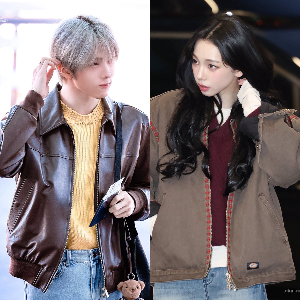PJSYJM's tweet photo. Jisung and Karina matching dubai cake outfit at ICN https://t.co/9xk33vqQxX