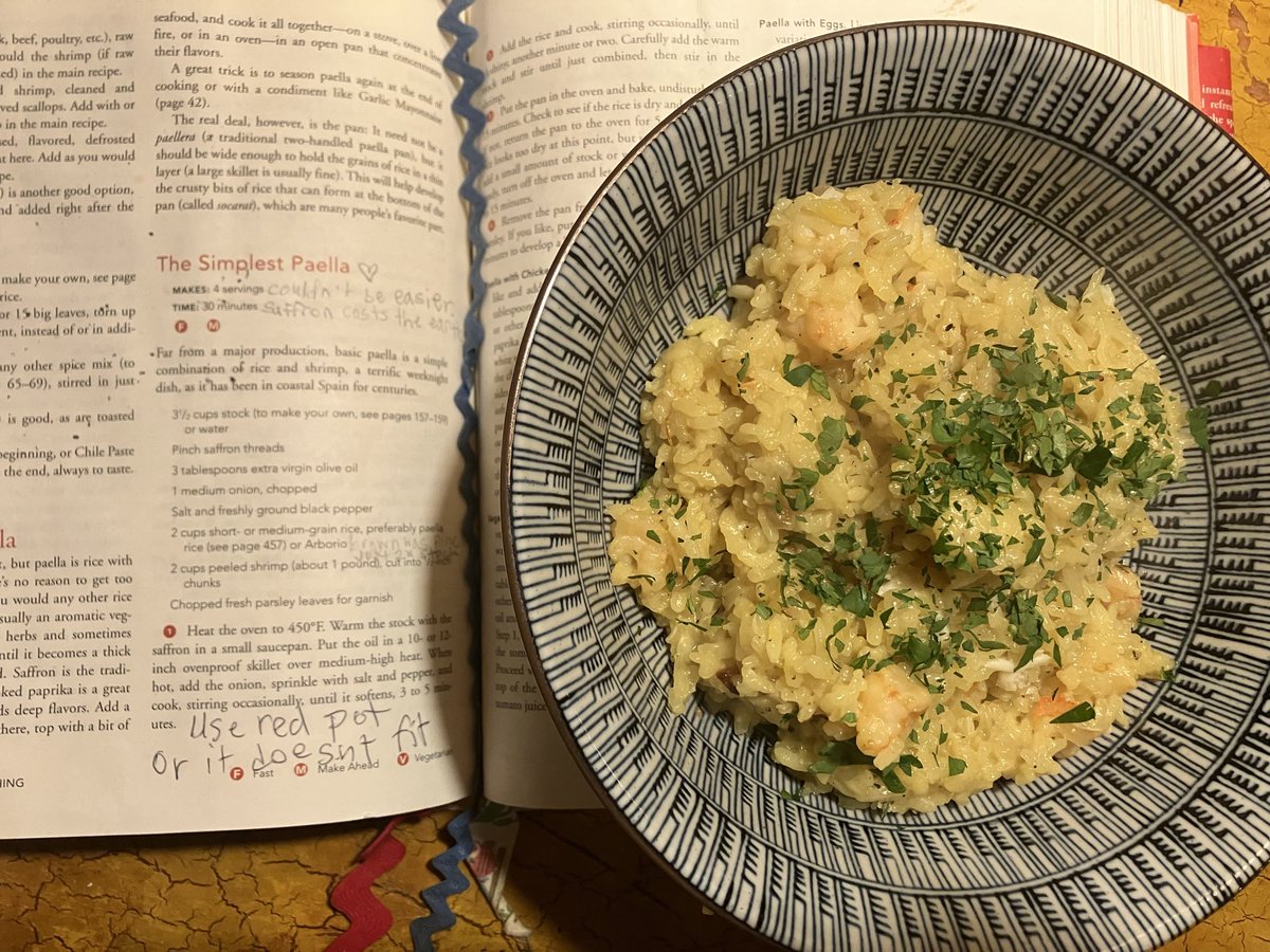 i had saved crab &amp; shrimp shells, fish parts, etc in the freezer and i made a seafood stock and used it for paella. ckn stock is good too but THIS is the way