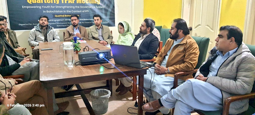 Today (06 Feb), Supported by NED held the Quarterly Youth Public Accountability Forum meeting under the RTI project to review last quarter activities and plan ahead. Youth stressed full implementation of RTI in Balochistan. 
#RTI #YouthVoice #AIDBalochistan
<a href="/NEDemocracy/">NEDemocracy</a>