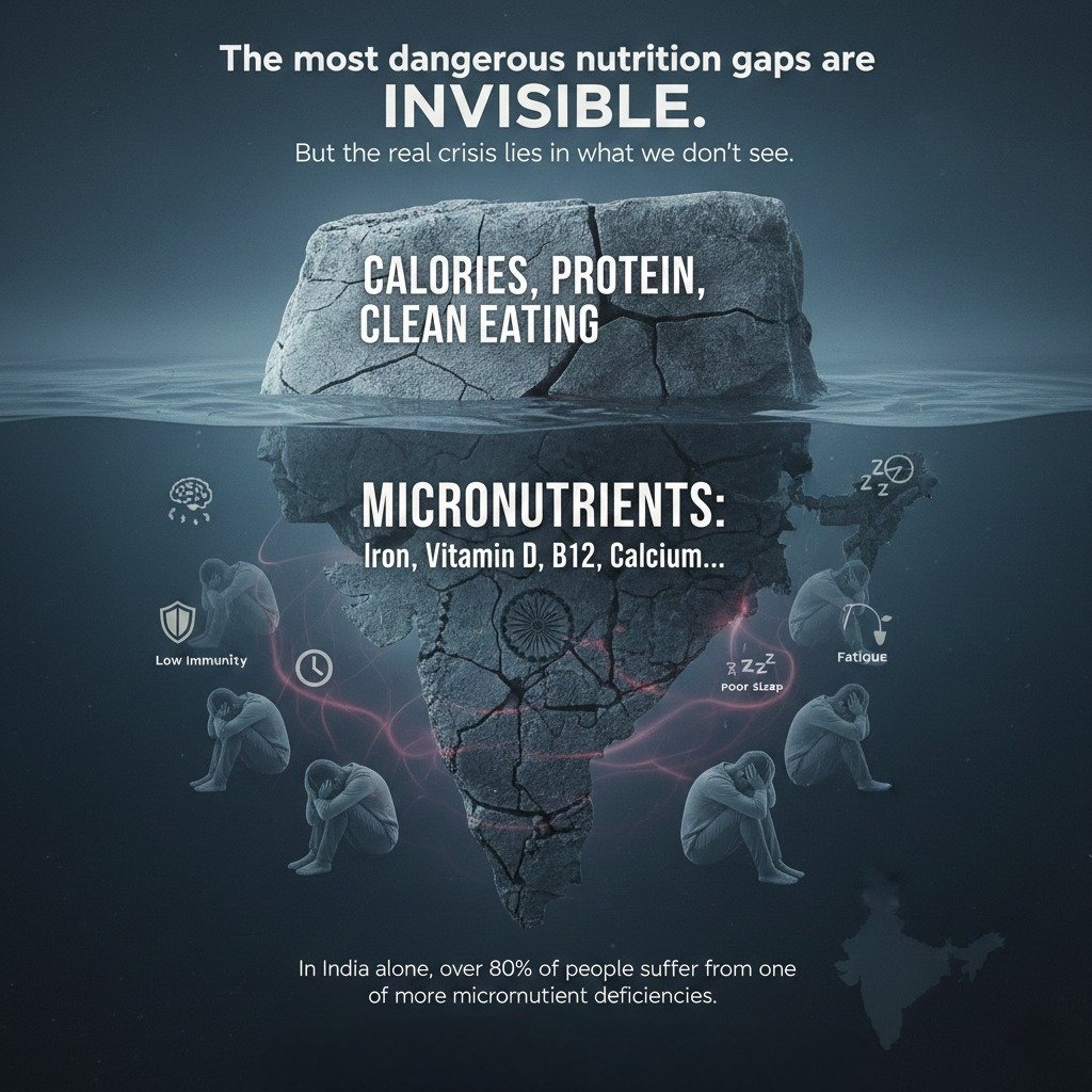 RiseIndia2030's tweet photo. The most dangerous nutrition gaps are invisible.

You can eat “healthy” and still lack iron, Vitamin D, B12, or calcium.
Fatigue, brain fog, low immunity aren’t always stress—they’re often nutrition gaps.

Enough food ≠ enough nutrition. 🔗 link in comments

#HiddenHunger https://t.co/R4UL7BQuYN