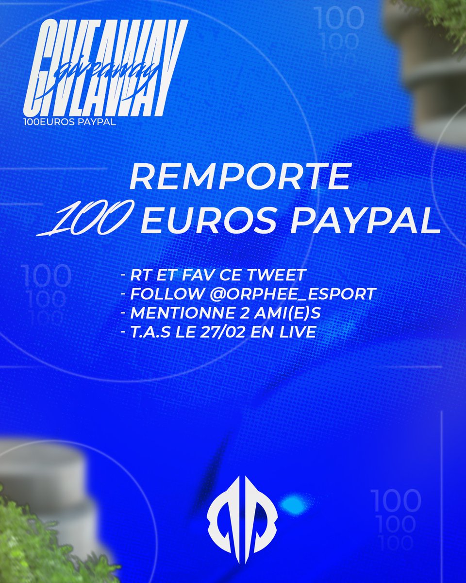 Pour ce début de saison incroyable, on a décidé de vous offrir un petit quelque chose !

🎁 GIVEAWAY 100€ PAYPAL 🎁

CONDITIONS :
Follow <a href="/ORPHEE_Esport/">Orphée Esport</a> 
Mentionne 2 potes
RT + FAV ce tweet

T.A.S : 27/02 en live sur Twitch !