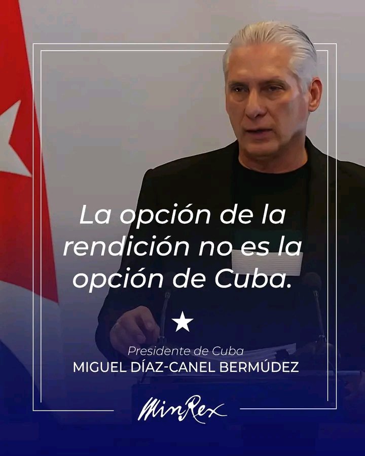 Nuestro pueblo 🇨🇺 ha dado muestras de su heroísmo y resistencia,jamás considerará la idea de rendición.
#CubaEstáFirme 
#ArtemisaJuntosSomosMás 
<a href="/DiazCanelB/">Miguel Díaz-Canel Bermúdez</a> 
<a href="/DrRobertoMOjeda/">Dr. Roberto Morales Ojeda</a> 
<a href="/PartidoPCC/">Partido Comunista de Cuba</a>