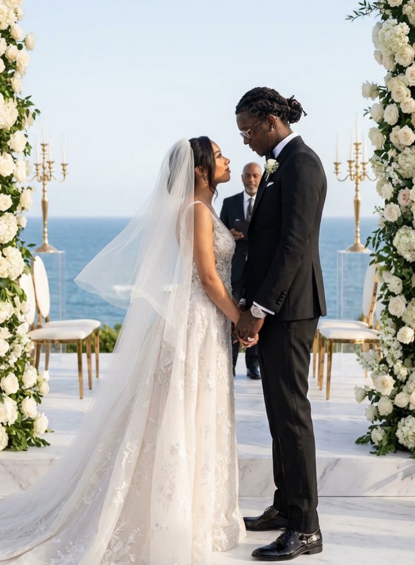 DarkScaar's tweet photo. Gunna, Lil Baby &amp; 21 Savage at Young Thug &amp; Mariah The Scientist’s wedding https://t.co/LHGsJm0BIC
