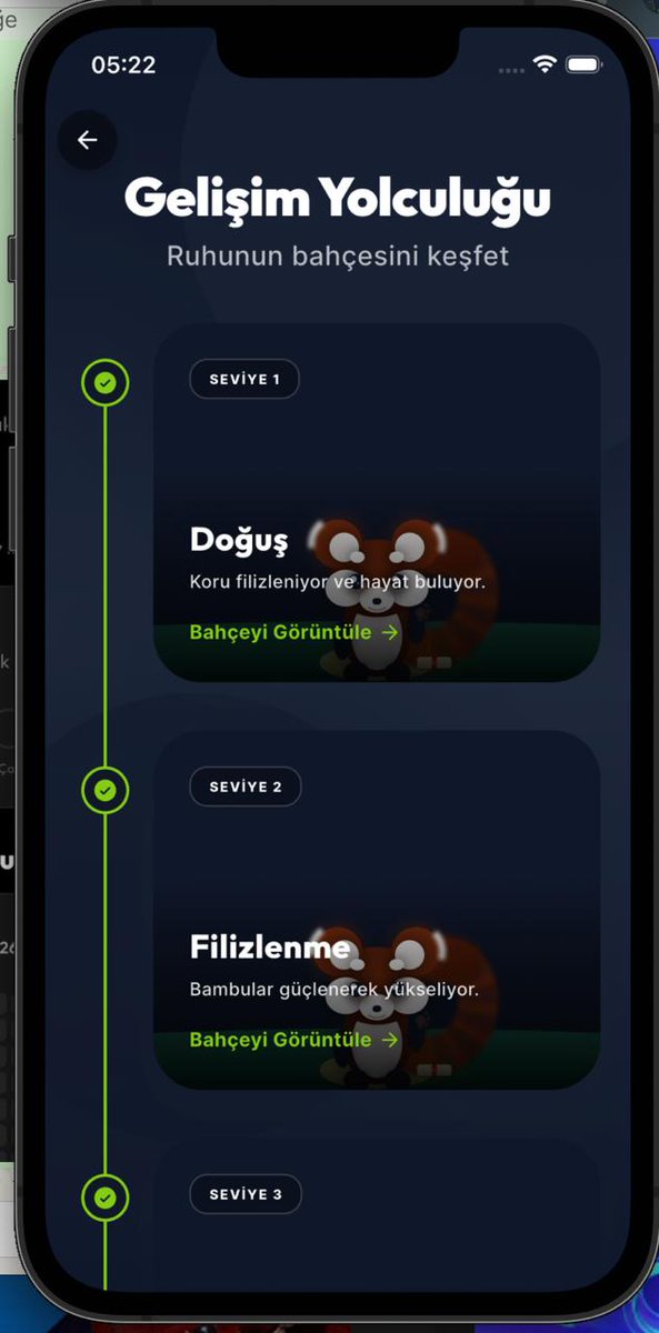 huseyindev_'s tweet photo. 🌿 Ready to explore the garden of your soul?
​ Dev journey - Day 7! 🎉
​The "Journey" screen is ready. From "Birth" to "Sprouting", every step counts. Love how the timeline turned out. 🐼💚
​Keeping the momentum going! 🚀
​#PennyMind #IndieHackers #Startup #Motivation #Design https://t.co/lKTykZQjoH