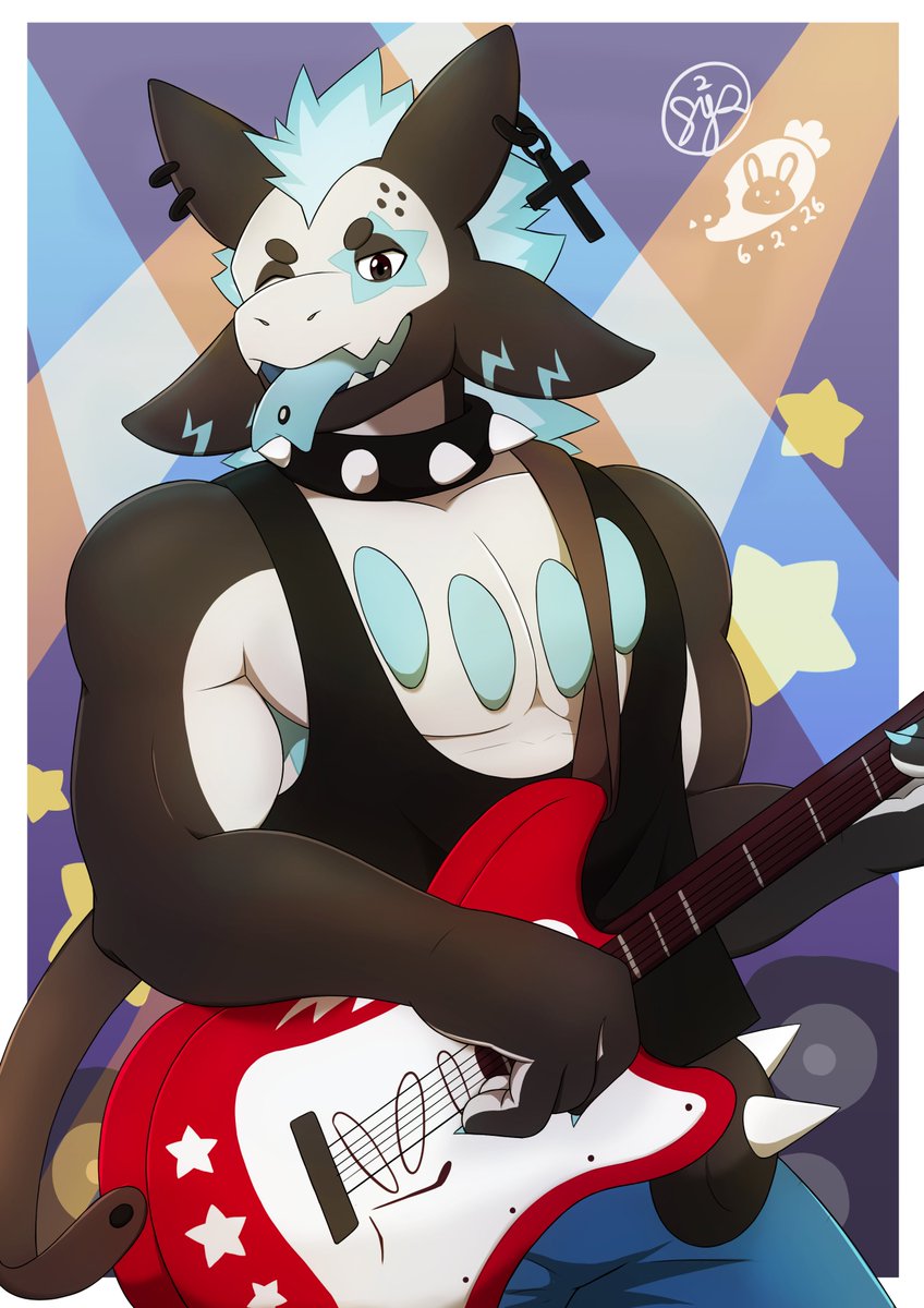 🎸Ready to rock out! ⚡

An artwork for the amazing <a href="/chocoflakey/">✦┆ Flake! 🎸// 🔜 Ibercon 2026</a>, featuring his  cool Toxtricity. Congratulations on winning the raffle!

#furryartwork #furrybara #furry #bara