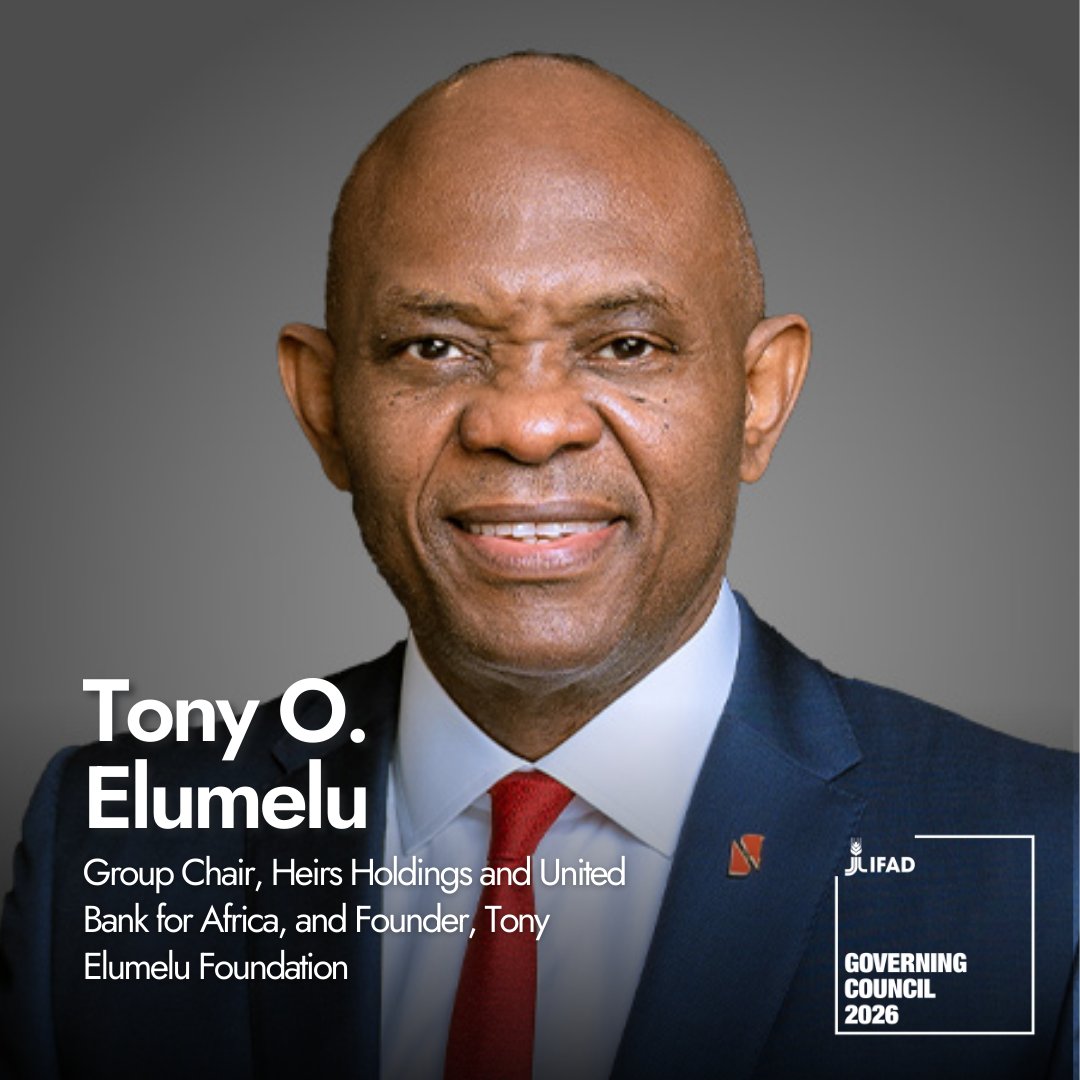 IFAD's tweet photo. How can private capital be deployed to maximise commercial value for young rural entrepreneurs?

@TonyOElumelu, Group Chair of @Heirs_Holdings and @UBAGroup, and Founder of @TonyElumeluFDN, will be joining the #IFADGoverningCouncil on 10 February.

A prominent voice in driving African entrepreneurship, Tony O. Elumelu will engage in discussions exploring strategies to mitigate risk in rural investments and attract private capital, unlocking commercial value for rural youth and their agribusinesses.

Learn more at https://t.co/ayTpBOa4v0