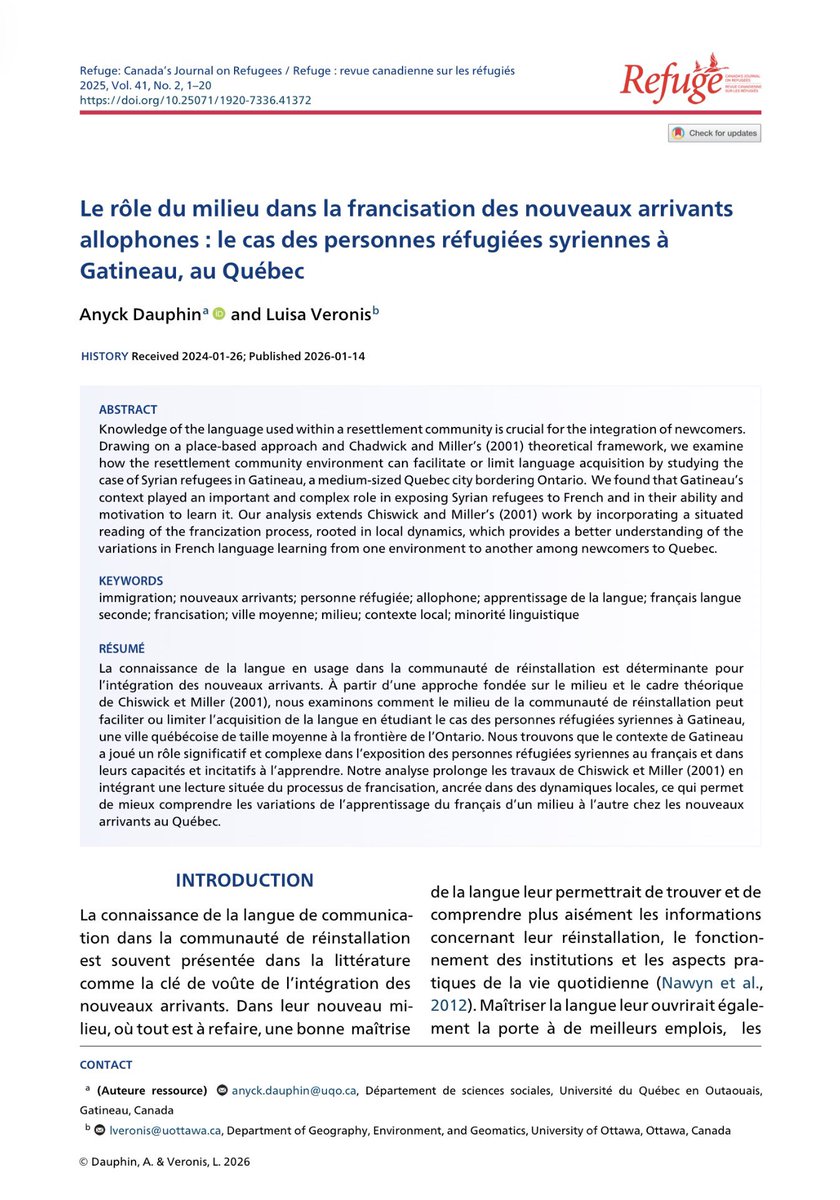 Refuge: Canada's Journal on Refugees tweet media