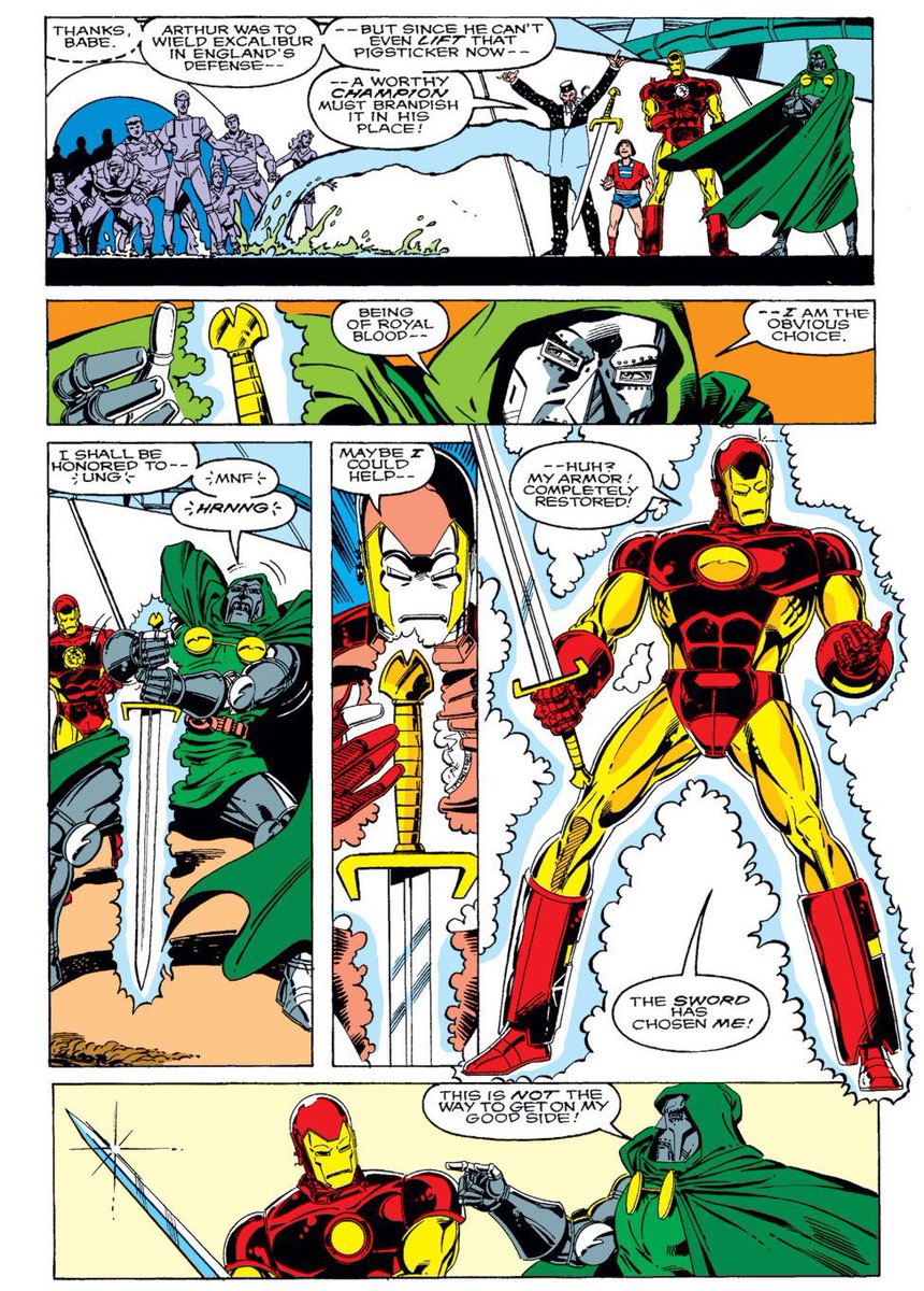 tincanmans's tweet photo. @0_utatime This hurts my heart so bad bc HES WORTHY OF LIFTING EXCALIBUR ffs. The whole idea around Iron Man is built on Tony‘s fascination with everything Arthuriana. https://t.co/6tQBWllPx9