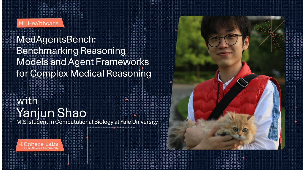 Our ML Healthcare group is excited to host Yanjun S. next Friday, February 13th for an insightful presentation on "MedAgentsBench: Benchmarking Reasoning Models and Agent Frameworks for Complex Medical Reasoning."

Thanks to <a href="/AnasZaf79138457/">Anas Zafar</a>, <a href="/oumayma_es_/">Oumayma Essarhi</a>, and <a href="/LeemaMurali/">Leema Krishna Murali</a> for