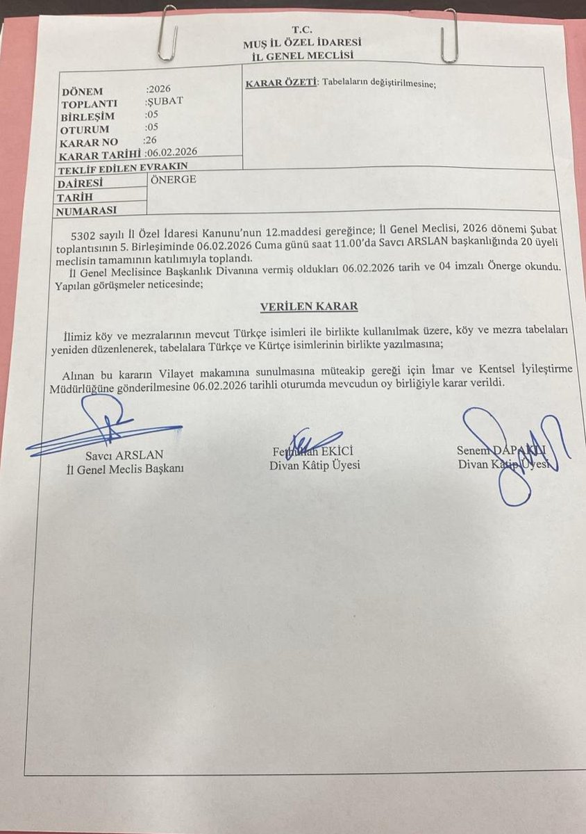 Pêşnîyazname ya me îro ji bo navê gund û gundikan bi Kurdî û Tirkî bê nivîsandin me pêşkêşê meclisa bajêr kir pêşniyazname bi yekîtiya dengan hat qebûlkirin. #Serxêrêbe 
Bugün il genel meclisine  sunduğumuz önergemiz oy birliği ile kabul edildi.
<a href="/SumeyyeBoz_/">Sümeyye Boz</a> 
<a href="/SezaiTemelli/">Sezai Temelli</a>