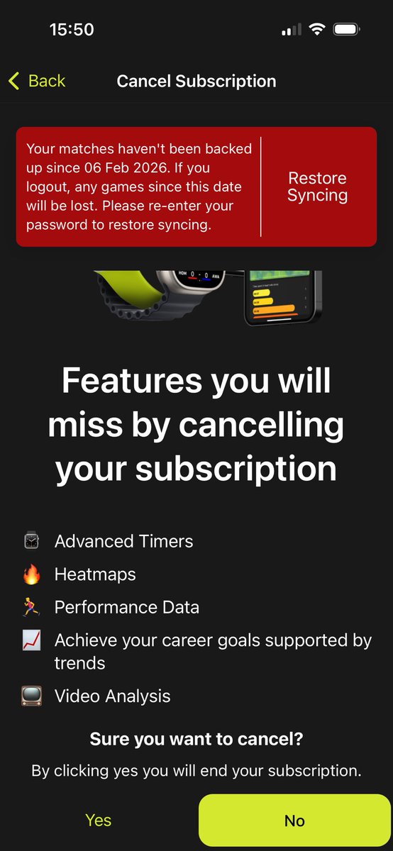 andy_aplt's tweet photo. @refsix trying to cancel my renewal but it won’t let me click yes. Any help? https://t.co/dK17WLPAc7