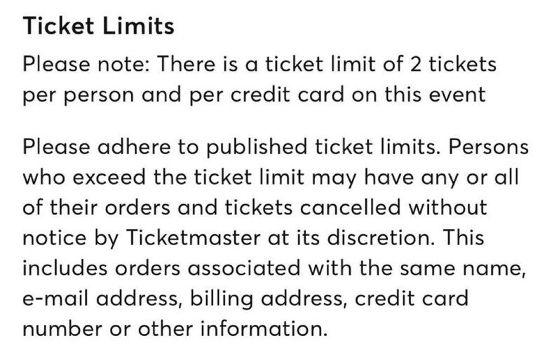 Only 2 tickets per household can be requested. Requesting more with duplicate information may risk cancellation. Be careful and best of luck! ✨